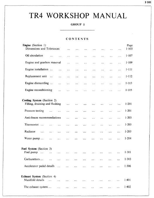 TRIUMPH TR4 SERVICE WORKSHOP MANUAL REPRINTED PART NO 510322