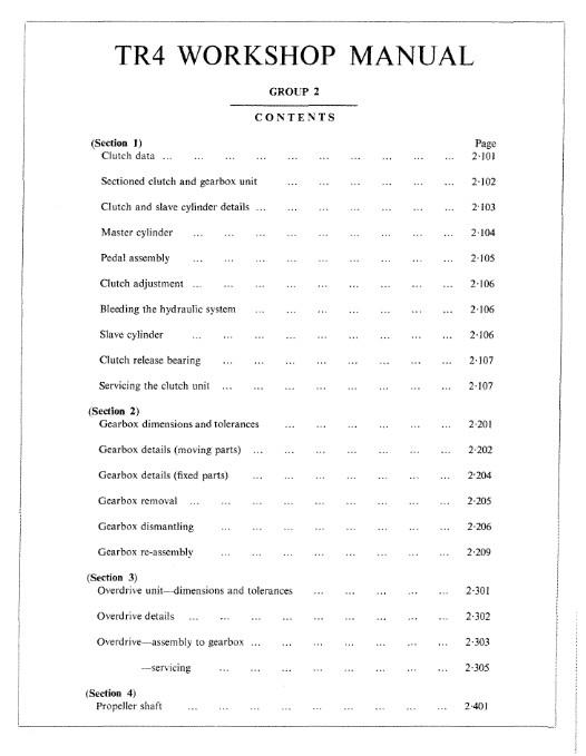 TRIUMPH TR4 SERVICE WORKSHOP MANUAL REPRINTED PART NO 510322