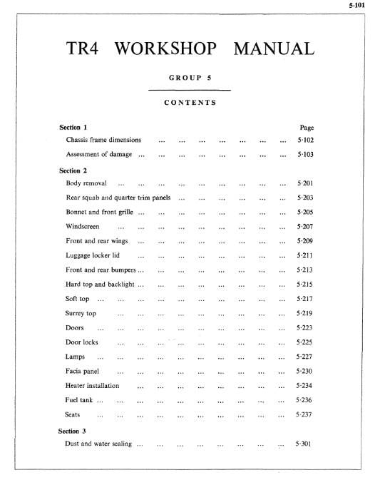 TRIUMPH TR4 SERVICE WORKSHOP MANUAL REPRINTED PART NO 510322