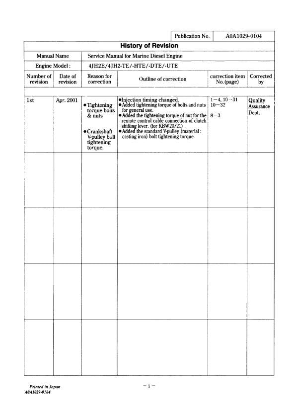 YANMAR MARINE DIESEL ENGINE 4JH2E TE HTE DTE WORKSHOP SERVICE MANUAL REPRINTED