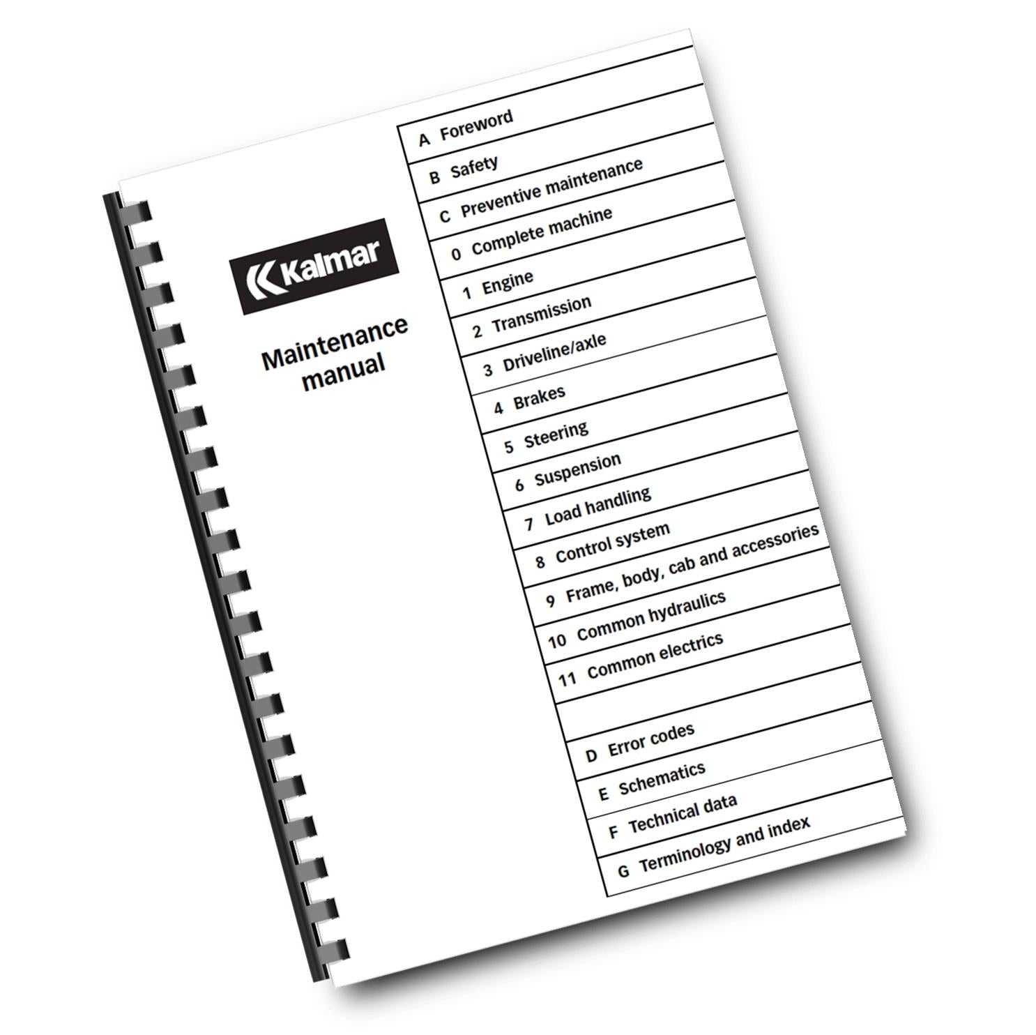 KALMAR DRF 400 - 450 MAINTENANCE SERVICE WORKSHOP MANUAL REPRINTED COMB BOUND