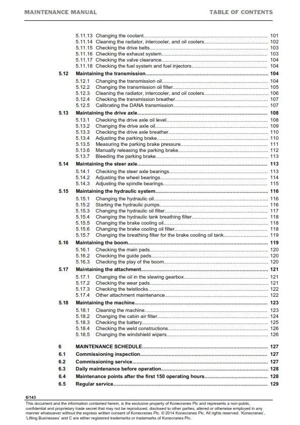 KONECRANES SMV 4127-4545 TB OPERATING & MAINTENANCE MANUAL REPRINTED COMB BOUND