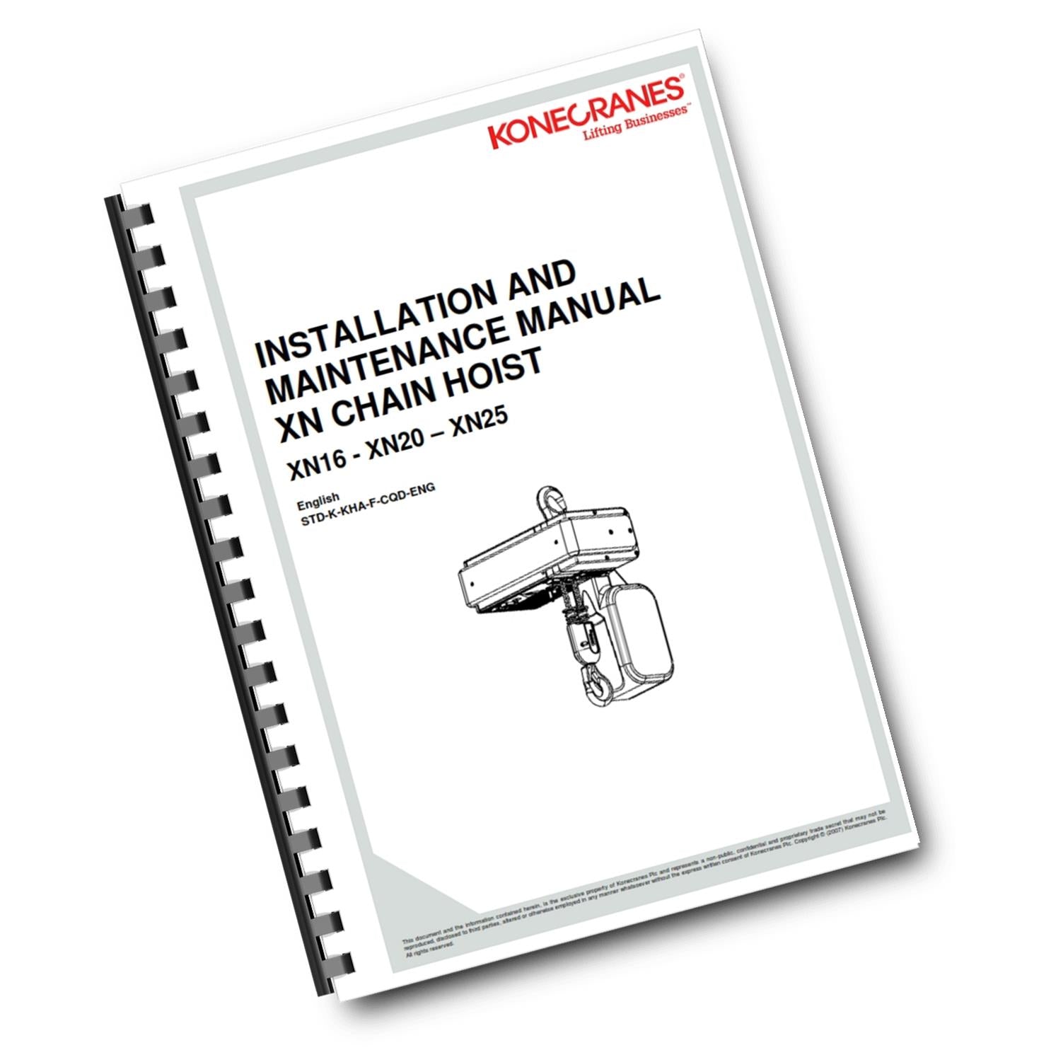 KONECRANES XN16 XN20 XN25 CHAIN HOIST INSTALL & MAINTENANCE MANUAL REPRINTED