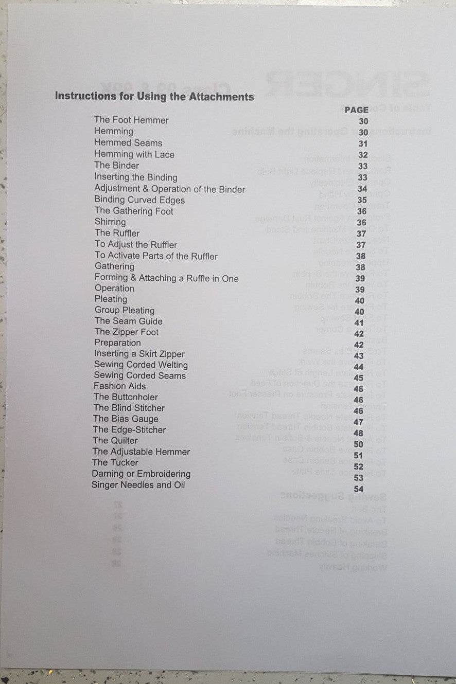 SINGER CLASS 99 & 99K INSTRUCTION MANUAL REPRINTED COMB BOUND