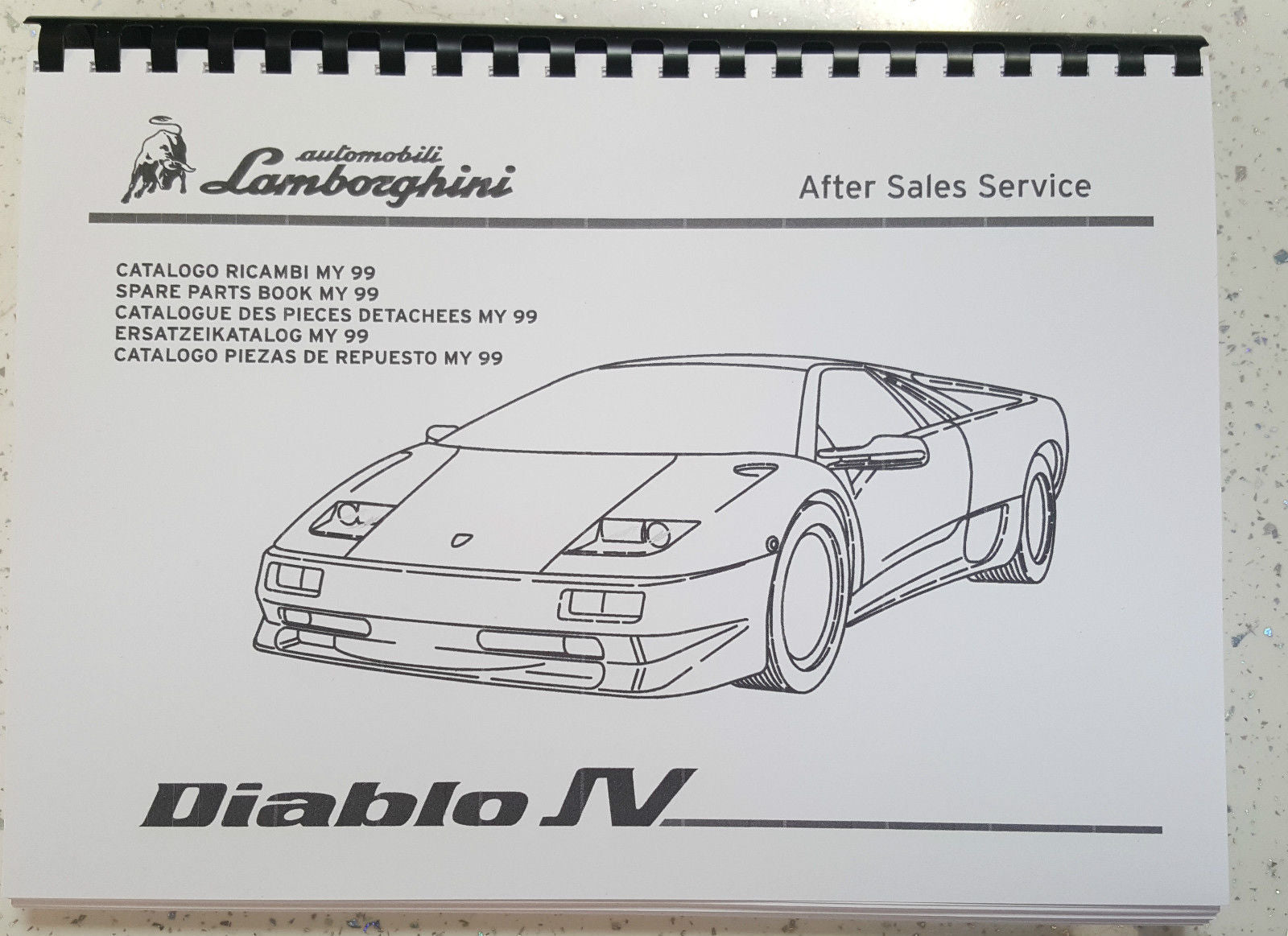 LAMBORGHINI DIABLO SV PARTS MANUAL 1999 ONWARDS REPRINTED
