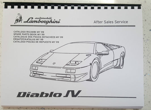 LAMBORGHINI DIABLO SV PARTS MANUAL 1999 ONWARDS REPRINTED