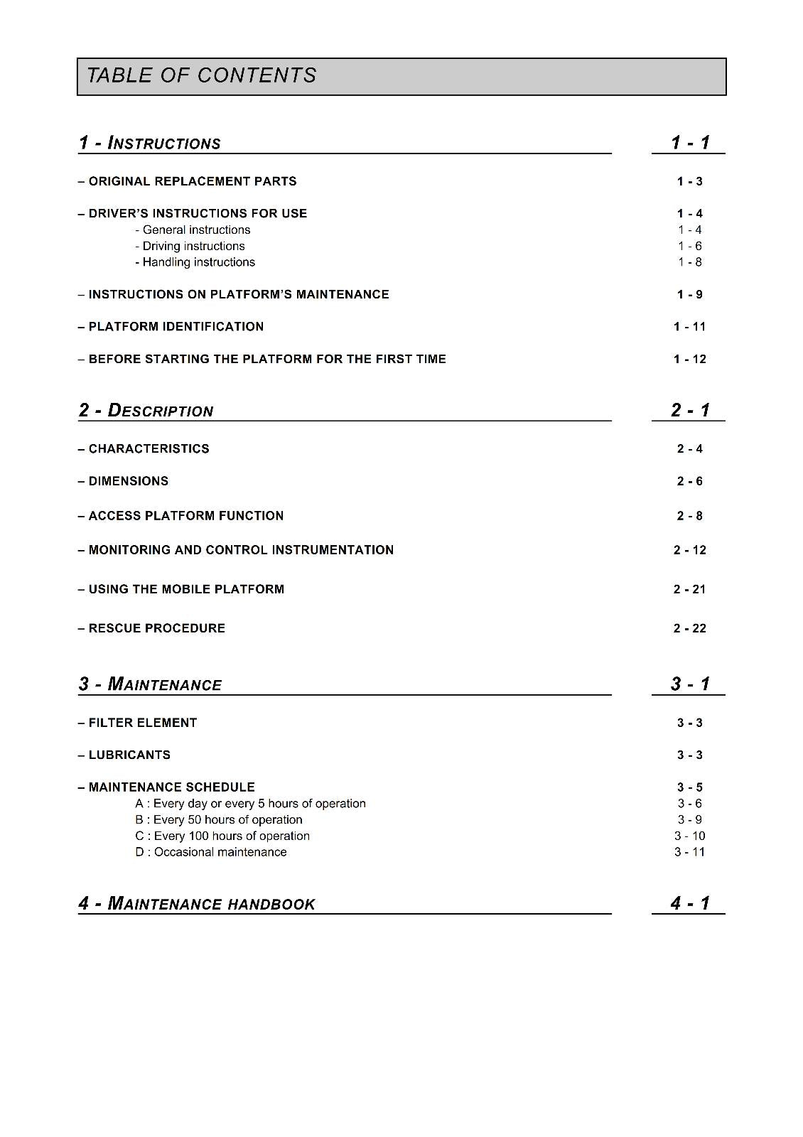MANITOU 81 XE ACCESS PLATFORM OPERATOR MANUAL REPRINTED COMB BOUND