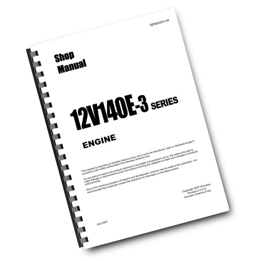 KOMATSU 12V140E-3 SERIES ENGINE WORKSHOP SHOP MANUAL REPRINTED COMB BOUND