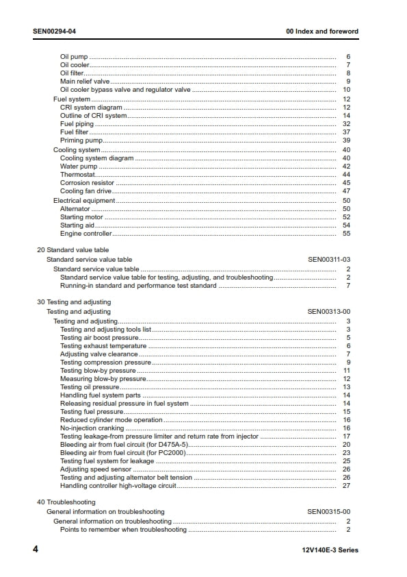 KOMATSU 12V140E-3 SERIES ENGINE WORKSHOP SHOP MANUAL REPRINTED COMB BOUND