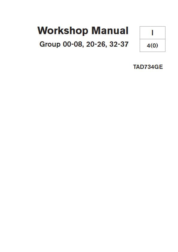 VOLVO PENTA GROUP 00-08 20-26 32-37 TAD734GE WORKSHOP MANUAL REPRINTED