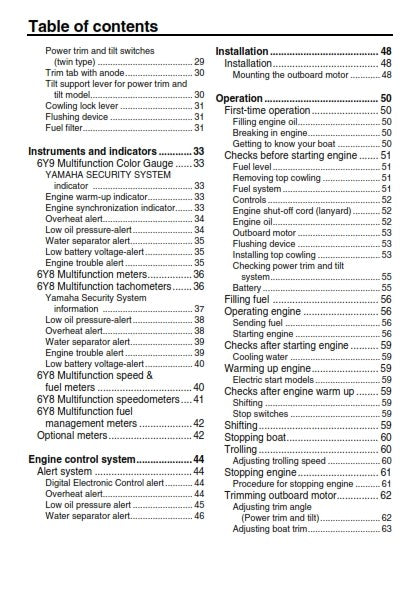 YAMAHA F(L)225F F(L)250D F(L)300B F(L)250D1 F(L)300B1 OWNER MANUAL 2014 REPRINT