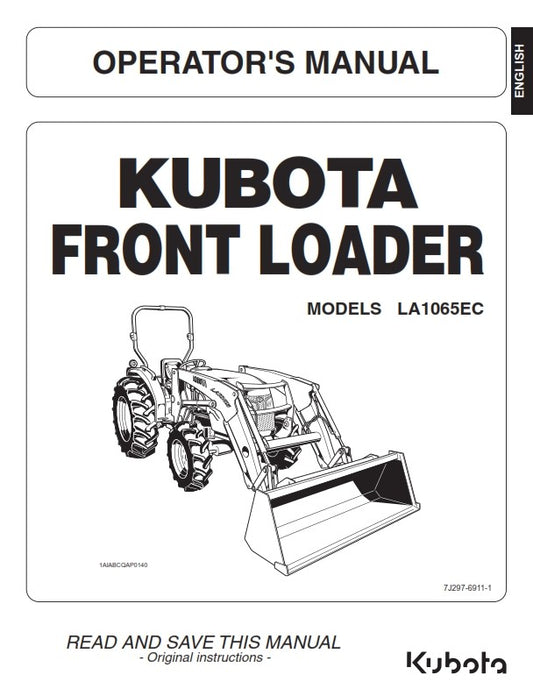 KUBOTA FRONT LOADER LA1065EC OPERATORS MANUAL REPRINT COMB BOUND