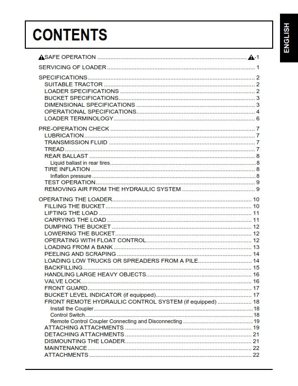 KUBOTA FRONT LOADER LA1065EC OPERATORS MANUAL REPRINT COMB BOUND