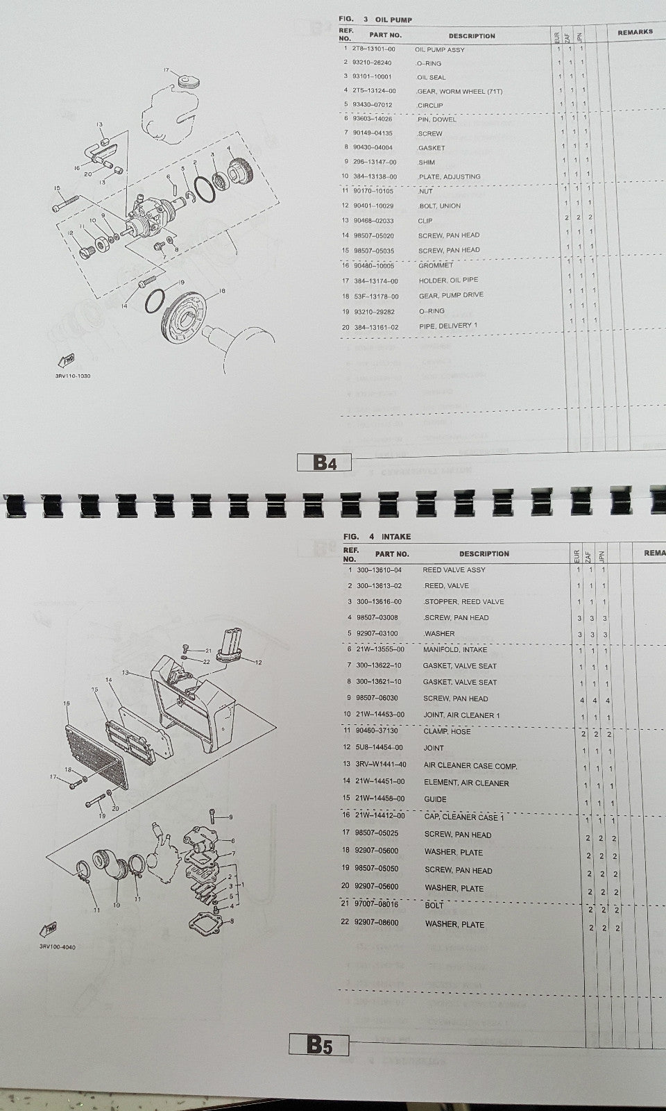 YAMAHA PW80 4BCC EUROPE JAPAN PARTS MANUAL PRINTED COMB BOUND