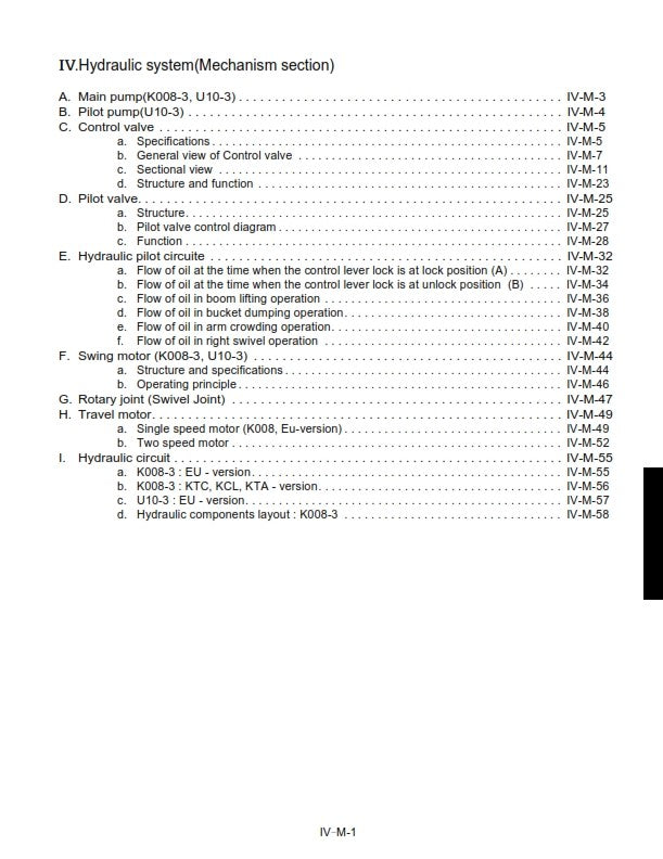 KUBOTA EXCAVATOR K008-3 U10-3 WORKSHOP MANUAL REPRINTED COMB BOUND