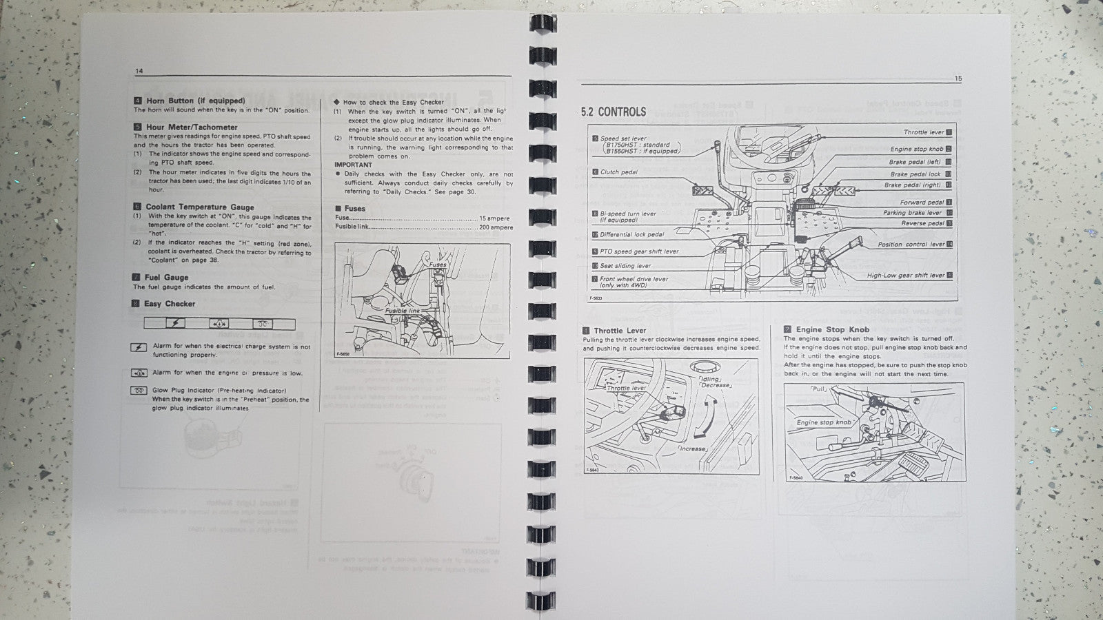 KUBOTA B1550HST B1750HST TRACTOR OPERATOR MANUAL REPRINTED COMB BOUND
