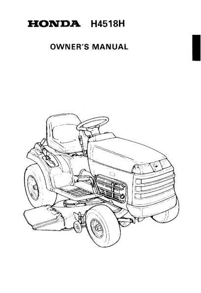 HONDA RIDE ON MOWER H4518H OWNERS MANUAL 89 EDITION REPRINTED COMB BOUND