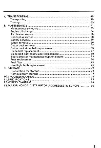 HONDA RIDE ON MOWER H4518H OWNERS MANUAL 89 EDITION REPRINTED COMB BOUND