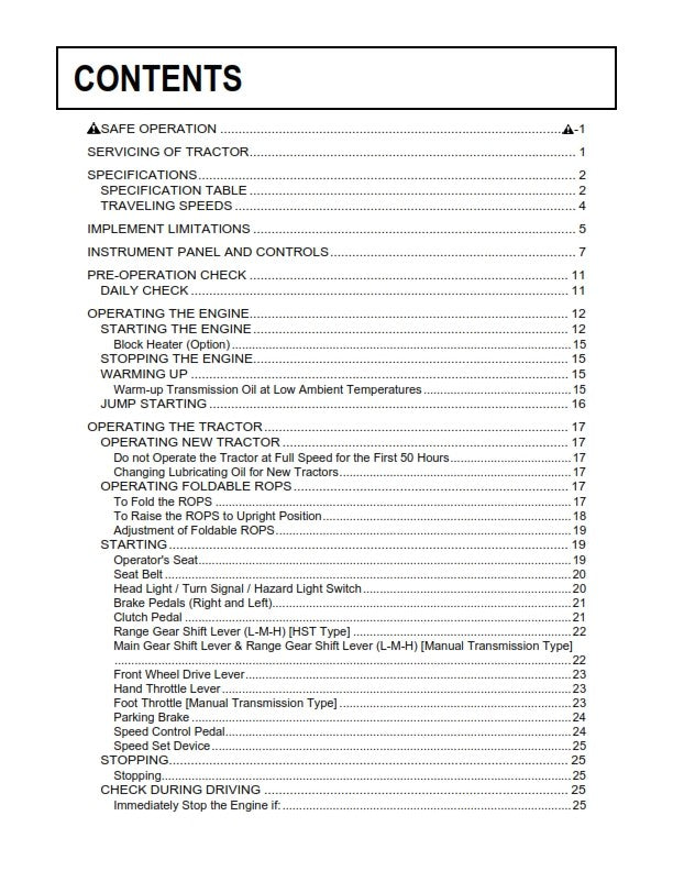KUBOTA TRACTOR B2320 (NARROW) B2620 B2920 OPERATOR MANUAL REPRINTED COMB BOUND