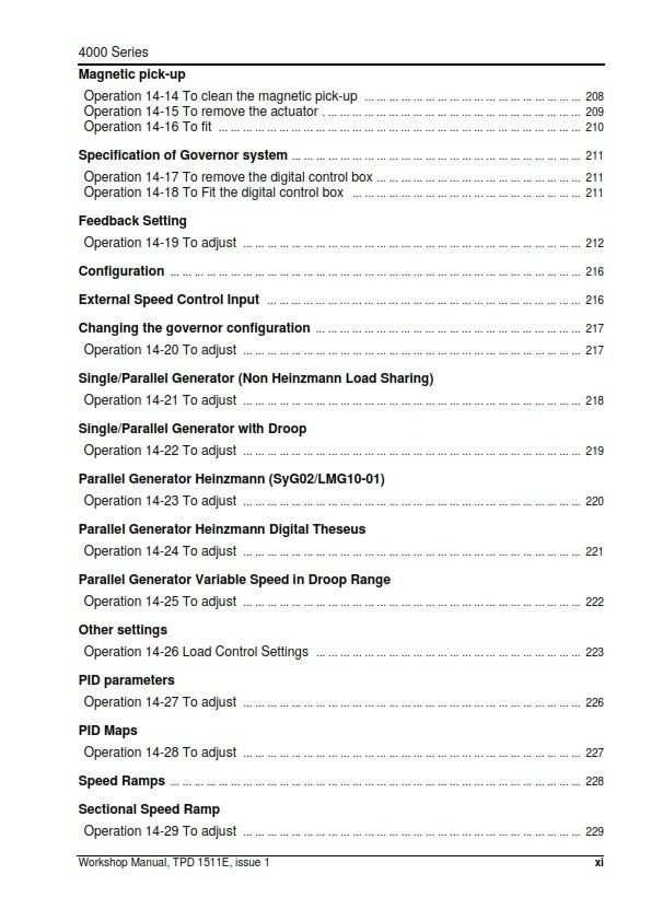 PERKINS 4000 SERIES INLINE DIESEL ENGINE WORKSHOP MANUAL REPRINTED 2004