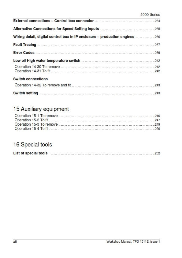 PERKINS 4000 SERIES INLINE DIESEL ENGINE WORKSHOP MANUAL REPRINTED 2004