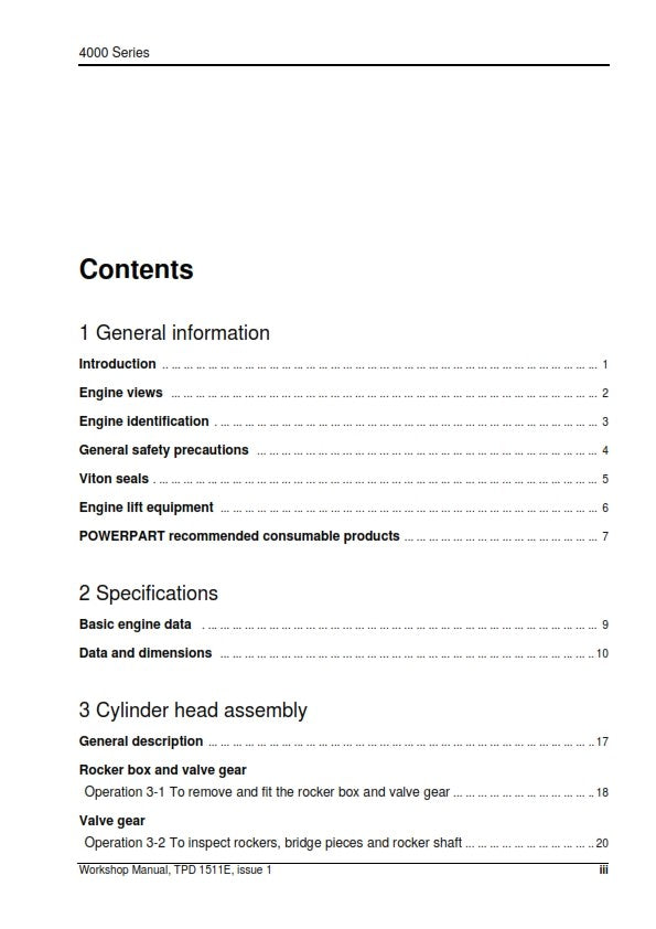 PERKINS 4000 SERIES INLINE DIESEL ENGINE WORKSHOP MANUAL REPRINTED 2004