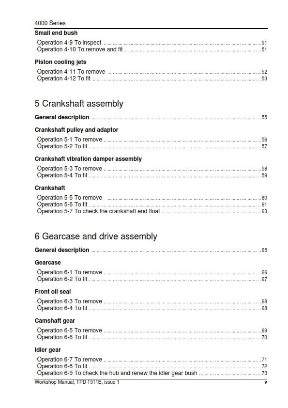 PERKINS 4000 SERIES INLINE DIESEL ENGINE WORKSHOP MANUAL REPRINTED 2004