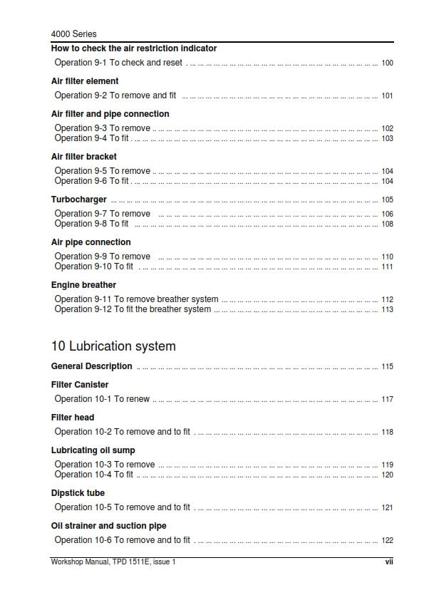 PERKINS 4000 SERIES INLINE DIESEL ENGINE WORKSHOP MANUAL REPRINTED 2004