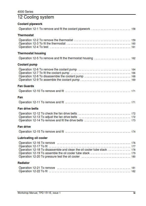 PERKINS 4000 SERIES INLINE DIESEL ENGINE WORKSHOP MANUAL REPRINTED 2004