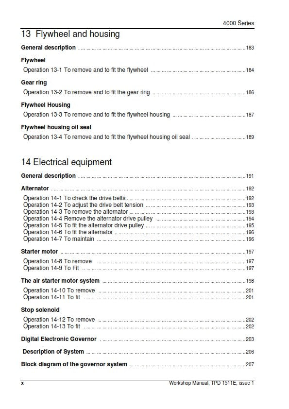PERKINS 4000 SERIES INLINE DIESEL ENGINE WORKSHOP MANUAL REPRINTED 2004