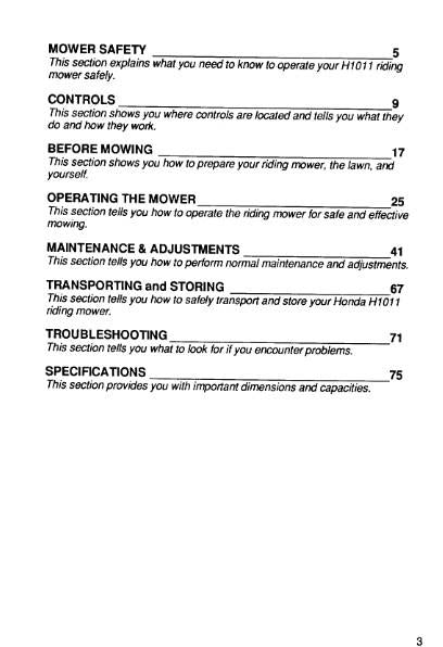 HONDA RIDE ON MOWER H1011 OWNERS MANUAL 1993 EDITION REPRINTED COMB BOUND