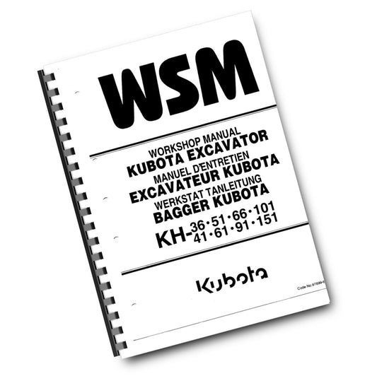 KUBOTA EXCAVATOR KH 36 41 51 61 66 91 101 151 WORKSHOP MANUAL 2003 REPRINTED