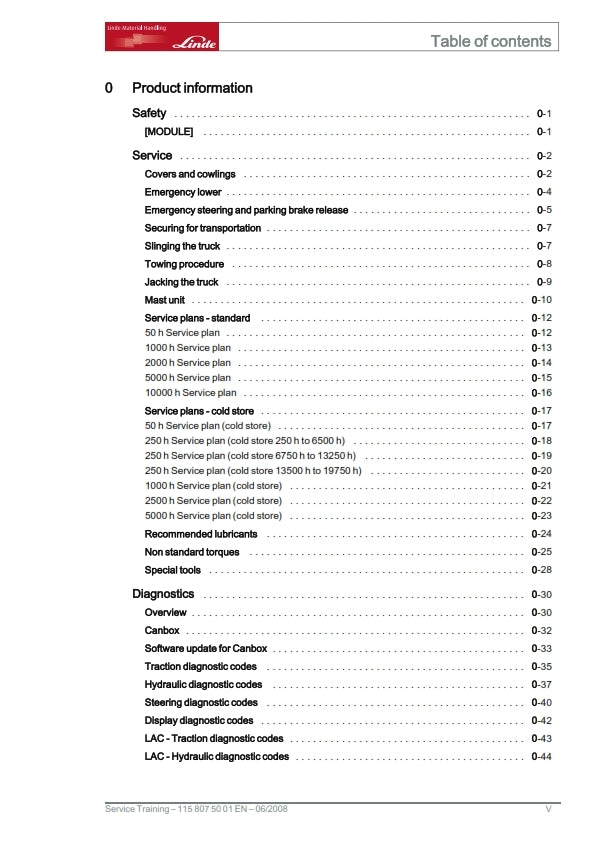 LINDE R14 R14HD R14N R16 R16HD R16N R20 R20N SERVICE TRAINING MANUAL REPRINTED