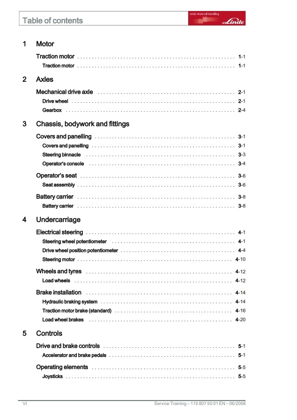 LINDE R14 R14HD R14N R16 R16HD R16N R20 R20N SERVICE TRAINING MANUAL REPRINTED