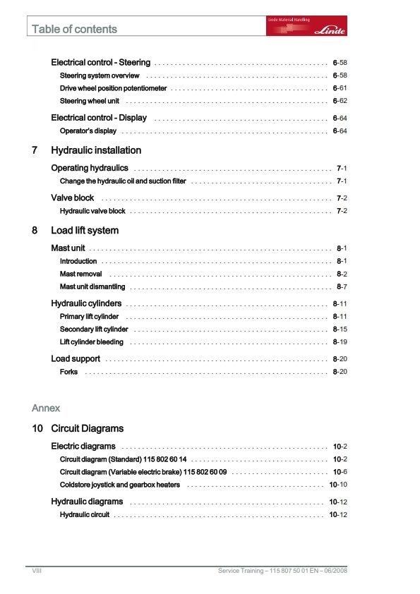 LINDE R14 R14HD R14N R16 R16HD R16N R20 R20N SERVICE TRAINING MANUAL REPRINTED