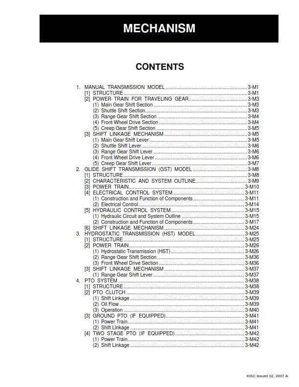 KUBOTA TRACTOR L3130 L3430 L3830 L4630 L5030 WORKSHOP MANUAL REPRINTED 2007