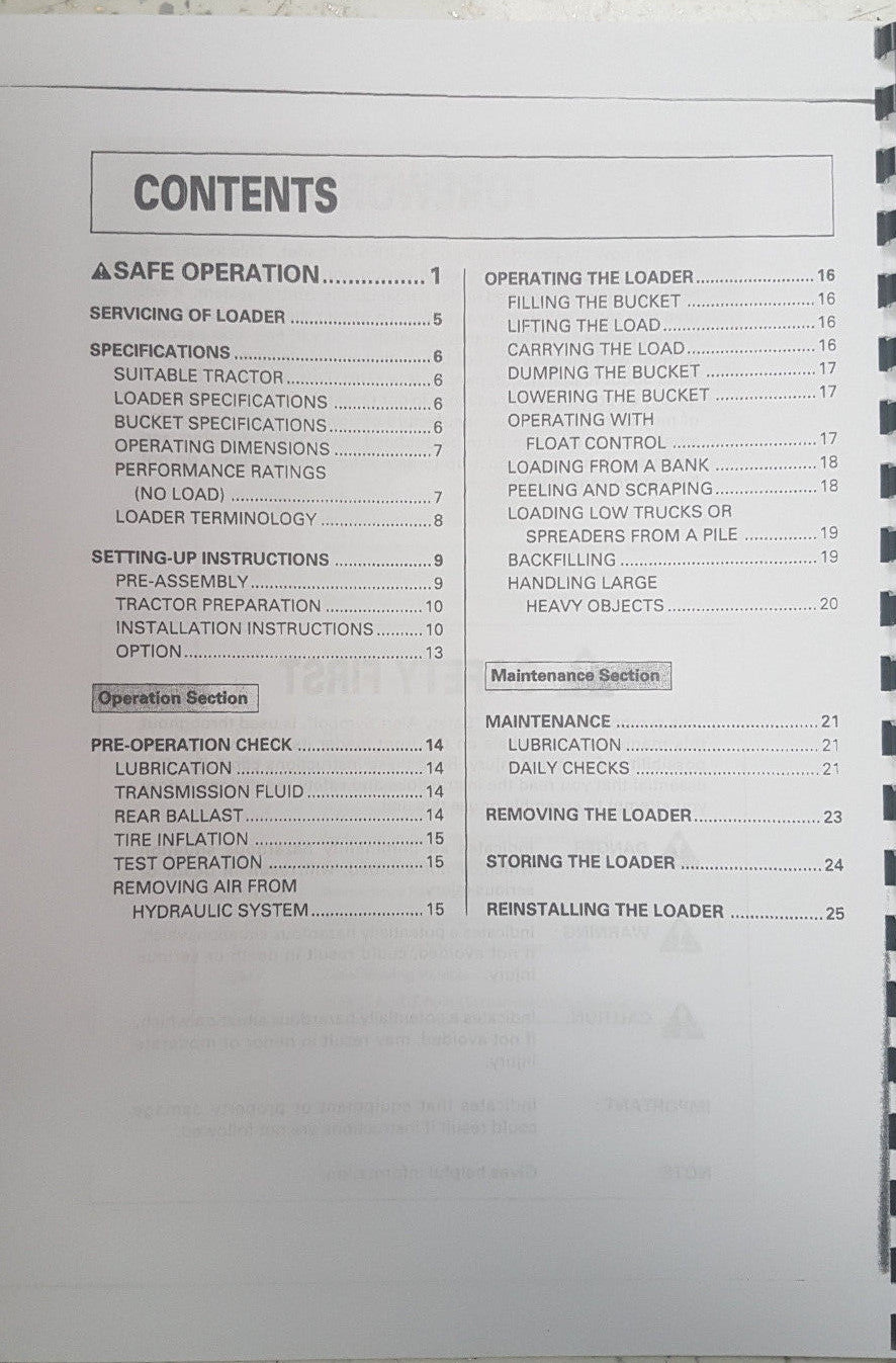 KUBOTA FRONT LOADER LA211 OPERATORS MANUAL REPRINT COMB BOUND