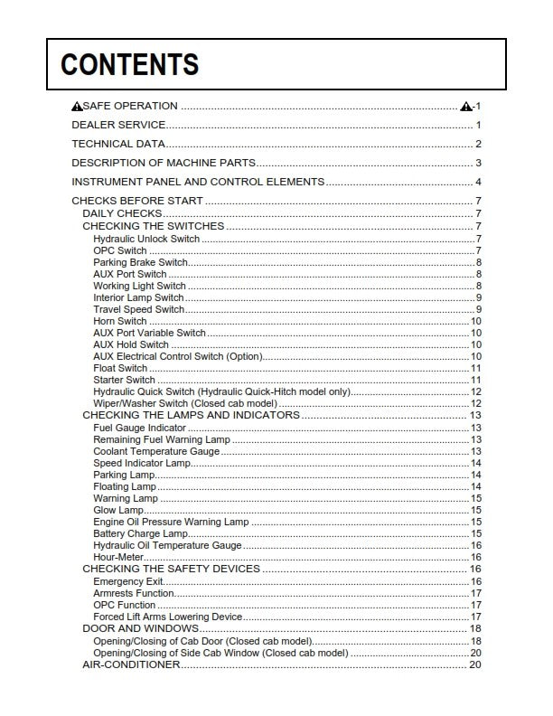 KUBOTA COMPACT TRACK LOADER SVL75 OPERATORS MANUAL REPRINT COMB BOUND