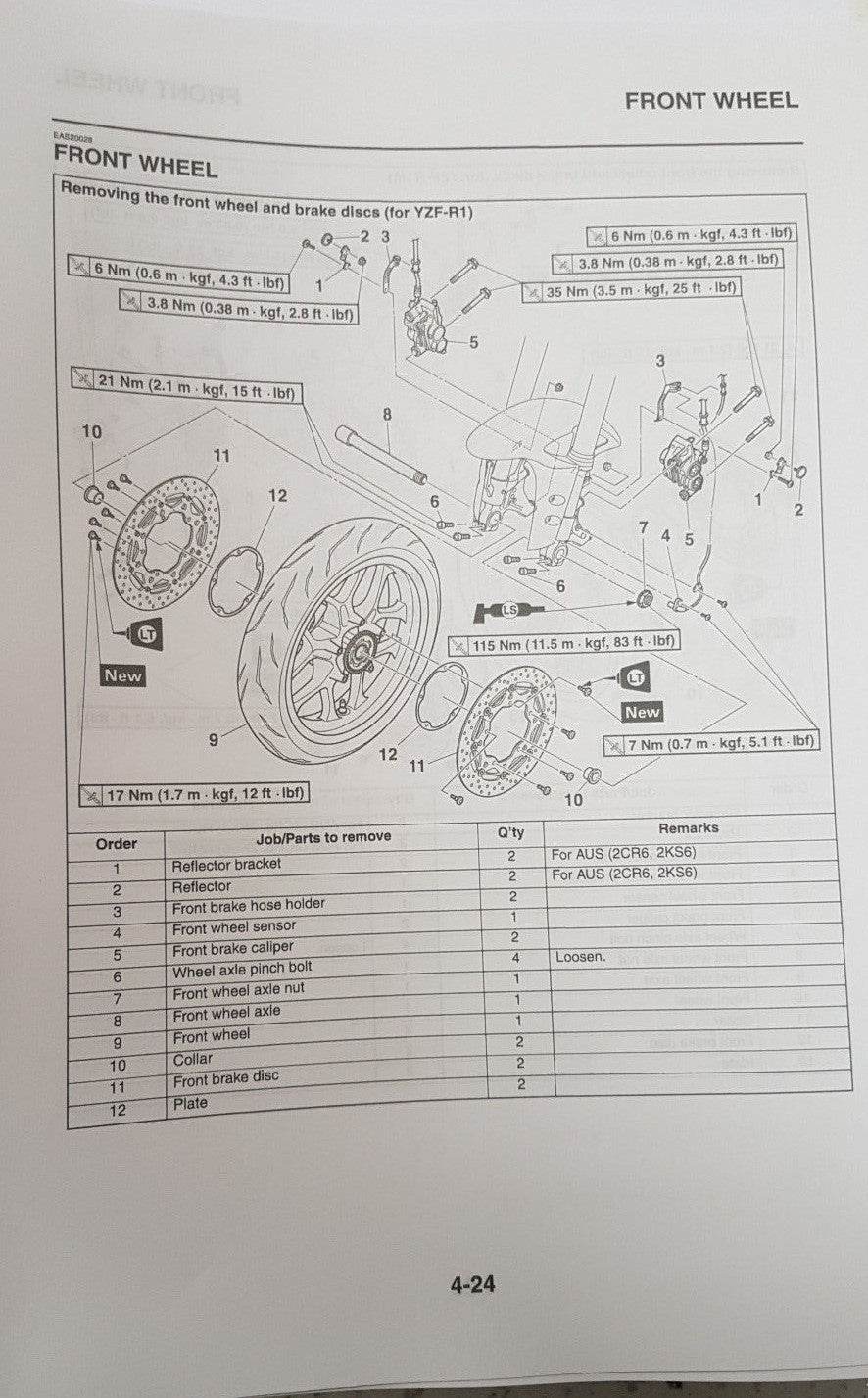 YAMAHA YZF-R1 YZF-R1F YZF-R1M YZF-R1MF 2015 SERVICE MANUAL REPRINTED COMB BOUND