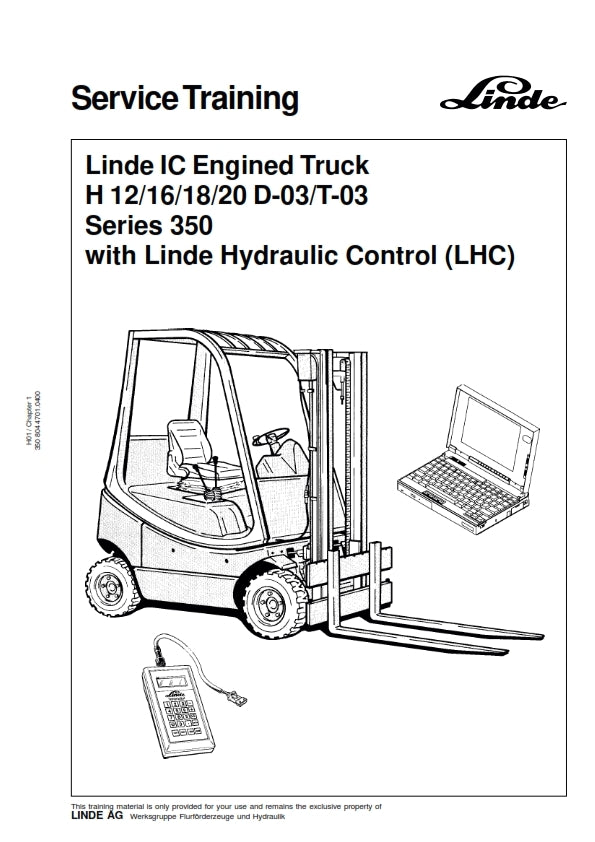 LINDE H 12/16/18/20  D-03-T-03 SERIES 350 SERVICE TRAINING MANUAL REPRINTED