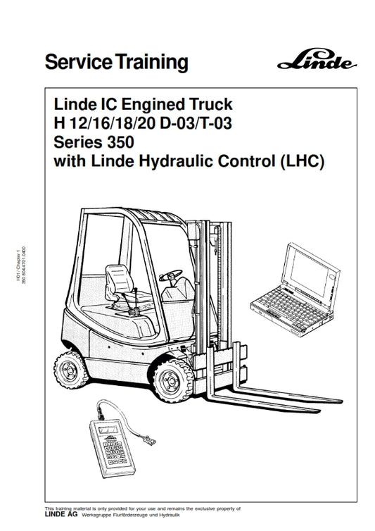 LINDE H 12/16/18/20  D-03-T-03 SERIES 350 SERVICE TRAINING MANUAL REPRINTED