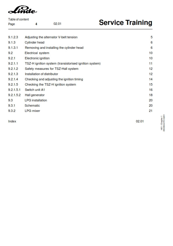 LINDE H 12/16/18/20  D-03-T-03 SERIES 350 SERVICE TRAINING MANUAL REPRINTED