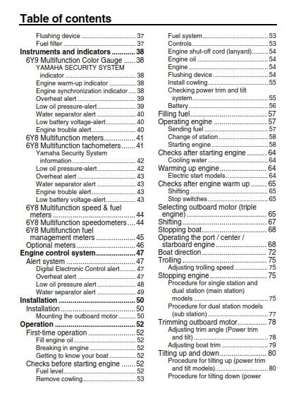 YAMAHA F300A F350A FL300A FL350A F350A1 FL350A1 OUTBOARD 2011 OWNER MANUAL