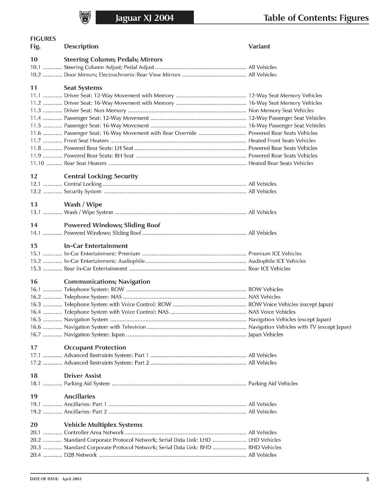 JAGUAR XJ RANGE 2004 MODEL ELECTRICAL GUIDE WIRING MANUAL REPRINTED COMB BOUND