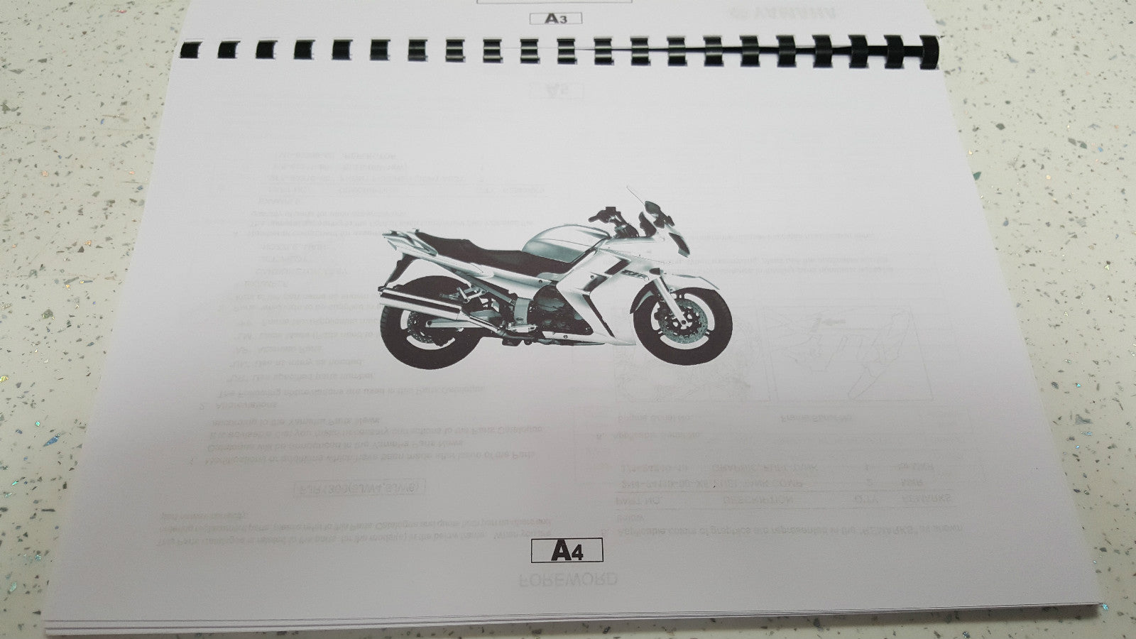 YAMAHA FJR 1300 PARTS MANUAL 5JW4  5JW6 REPRINTED COMB BOUND