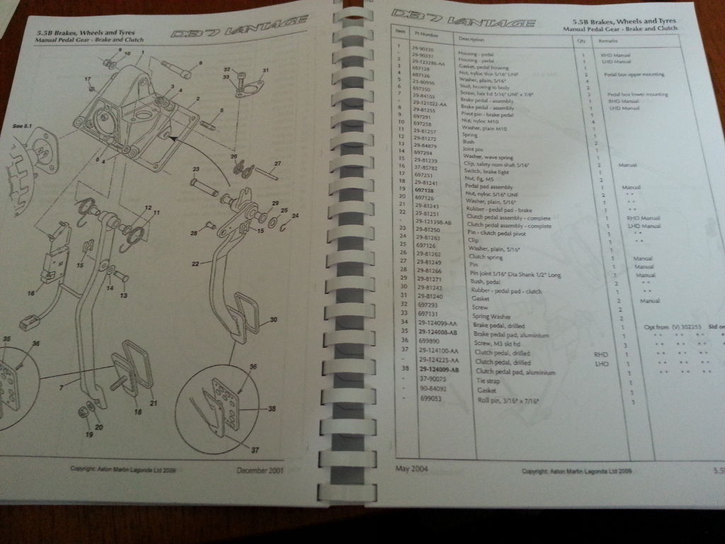 ASTON MARTIN DB7 V12 VANTAGE PARTS MANUAL 99-04 REPRINTED A4 COMB BOUND