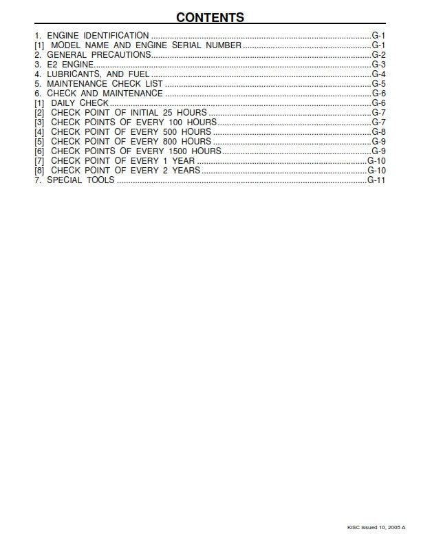 KUBOTA DIESEL ENGINE OC60-E2 OC95-E2 SERVICE WORKSHOP MANUAL REPRINTED 2005