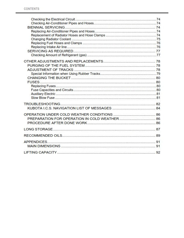 KUBOTA EXCAVATOR KX080-3 TIER 4 OPERATOR MANUAL REPRINTED COMB BOUND