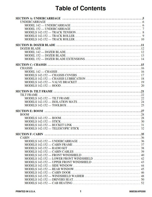 GEHL 142 152 PARTS MANUAL REPRINTED COMB BOUND