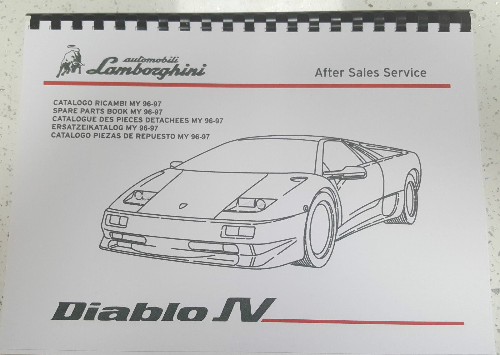 LAMBORGHINI DIABLO SV PARTS MANUAL 1996-1997  INCLUDES AIRBAGS & CANADIAN PARTS